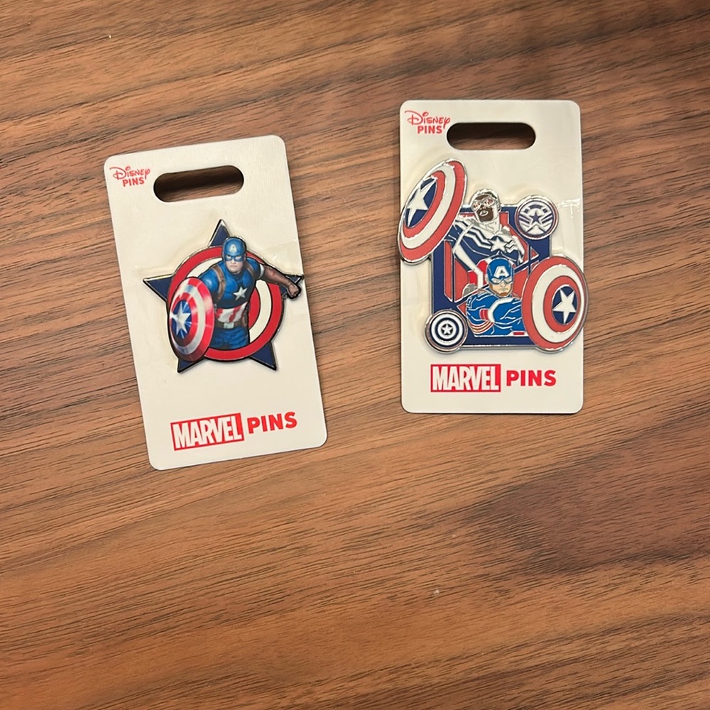 MARVEL CAPTAINNAMERICS SHIELD AND HERO PINS LOT OF 2NWT